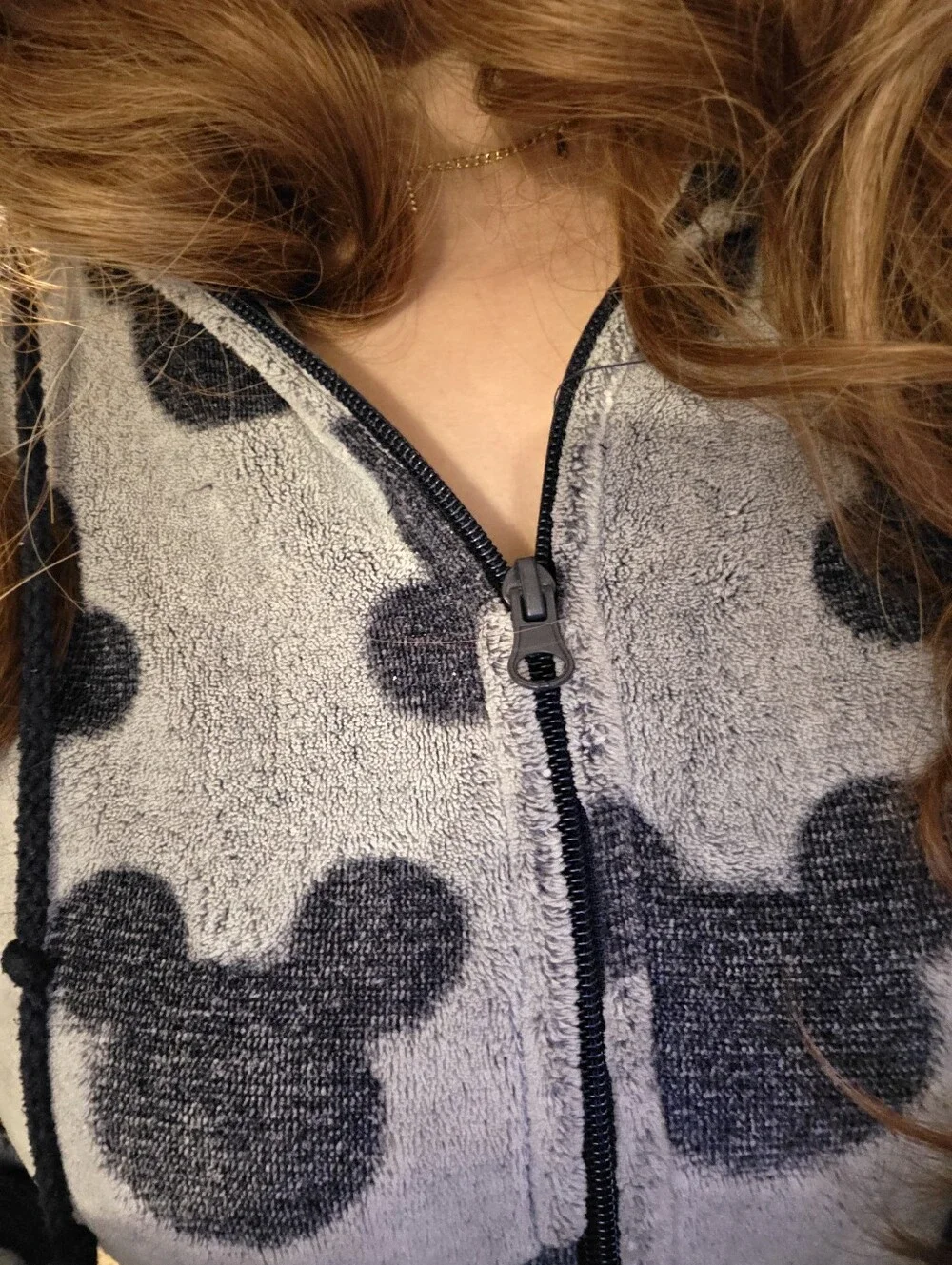 Disney Grey and Black Mickey Fleece Onesie Pajamas - Picture 6 of 7